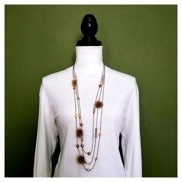 Beaded Pom Pom Necklace with Rhinestones - NWT - Picture 5 of 7